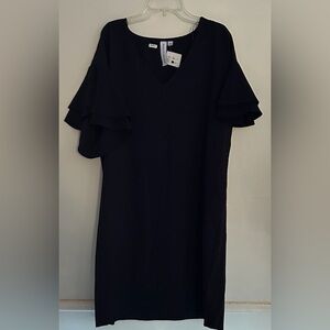 Emma & Michele Black short Sleeve Dress with Ruffle Detail size Large NWT